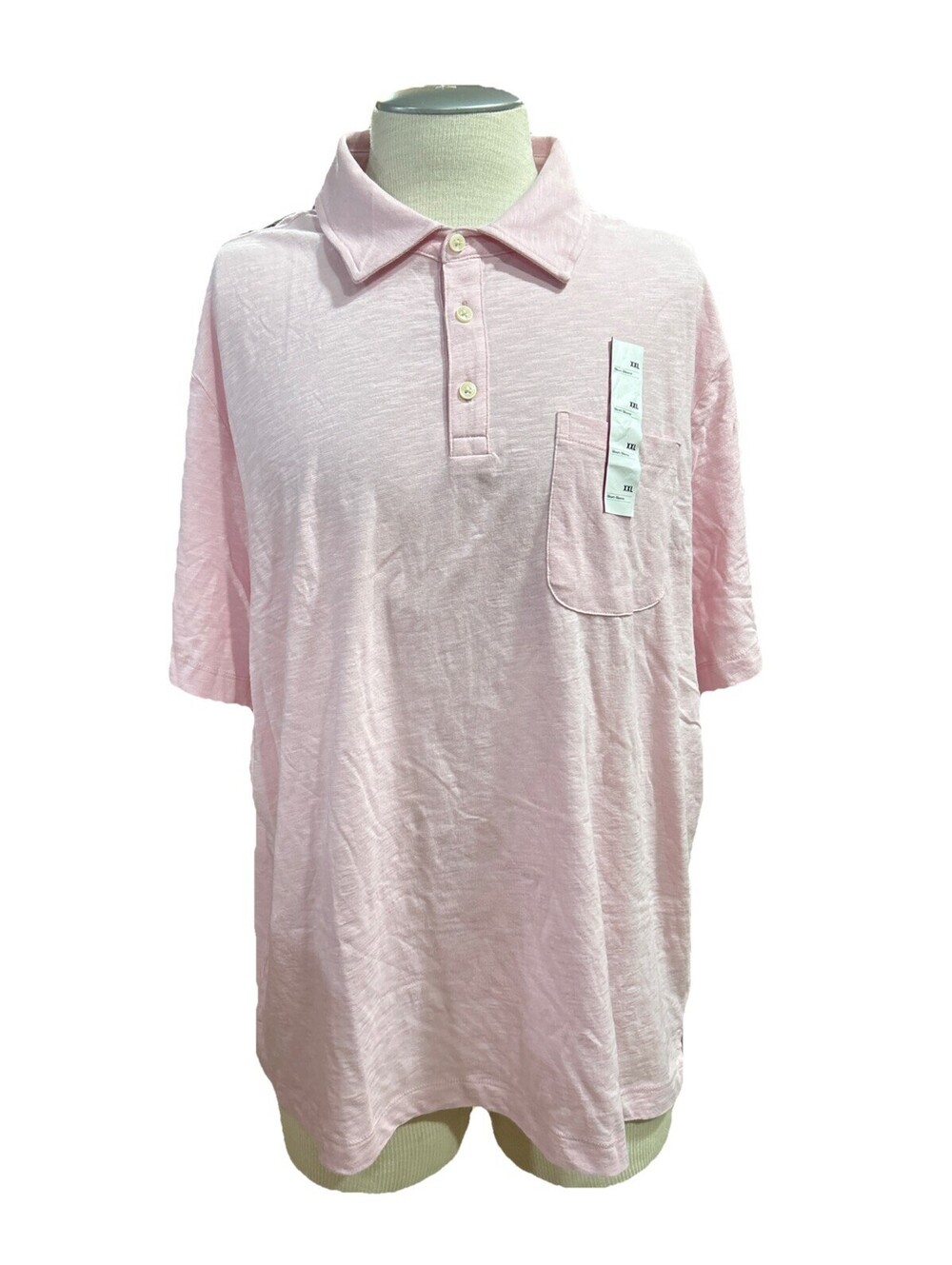 Goodfellow & Co Mens Polo Shirt XXL Pink 7989EM Pocket Shirt No Roll Collar